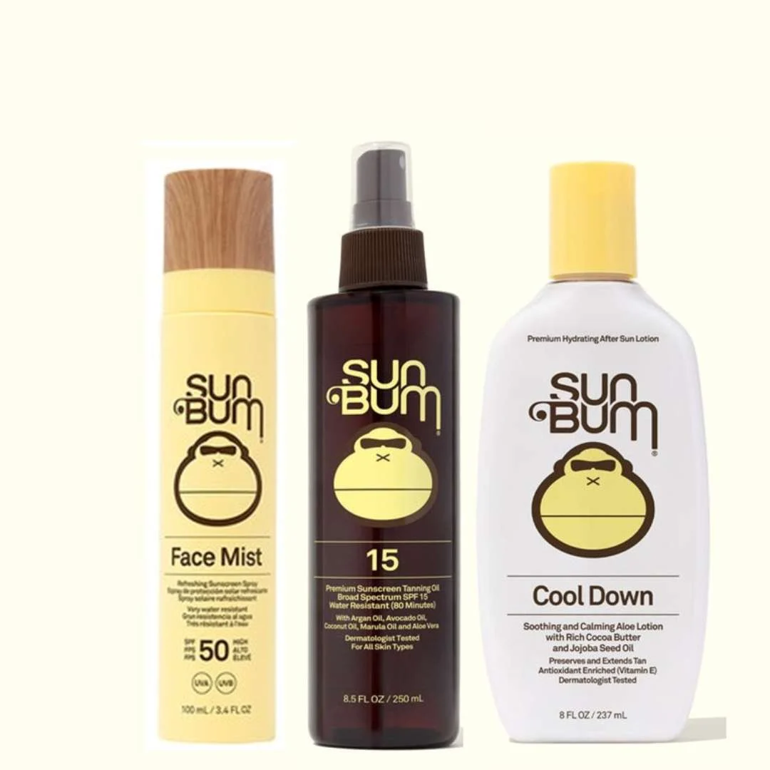 SUN BUM SPF 50 FACE MIST 100ML + SPF 15 SUNSCREEN TANNING OIL 250ML + COOL DOWN LOTION 237ML