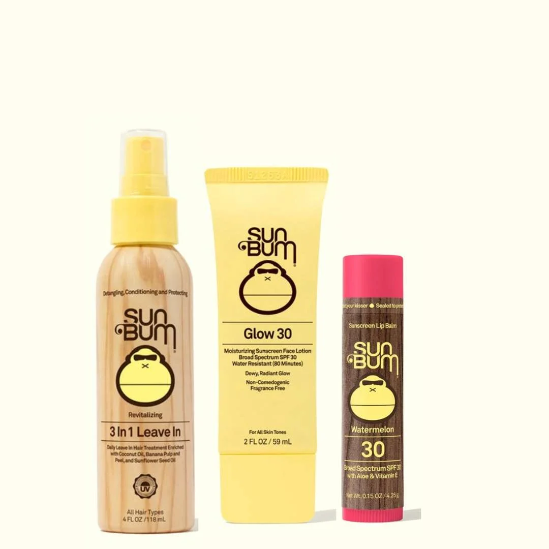 SUN BUM GLOW SPF 30 FACE LOTION 59ML +  LIP BALM – WATERMELON 4,25GR + 3 IN 1 LEAVE IN CONDITIONER 1