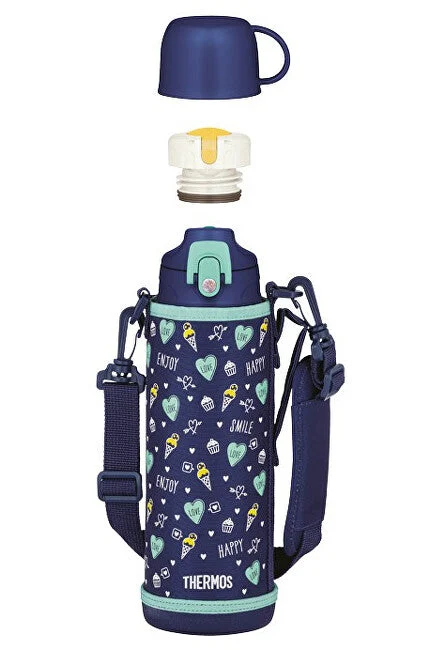 Thermos Termos per bambini con due tappi - blu scuro 1000 ml