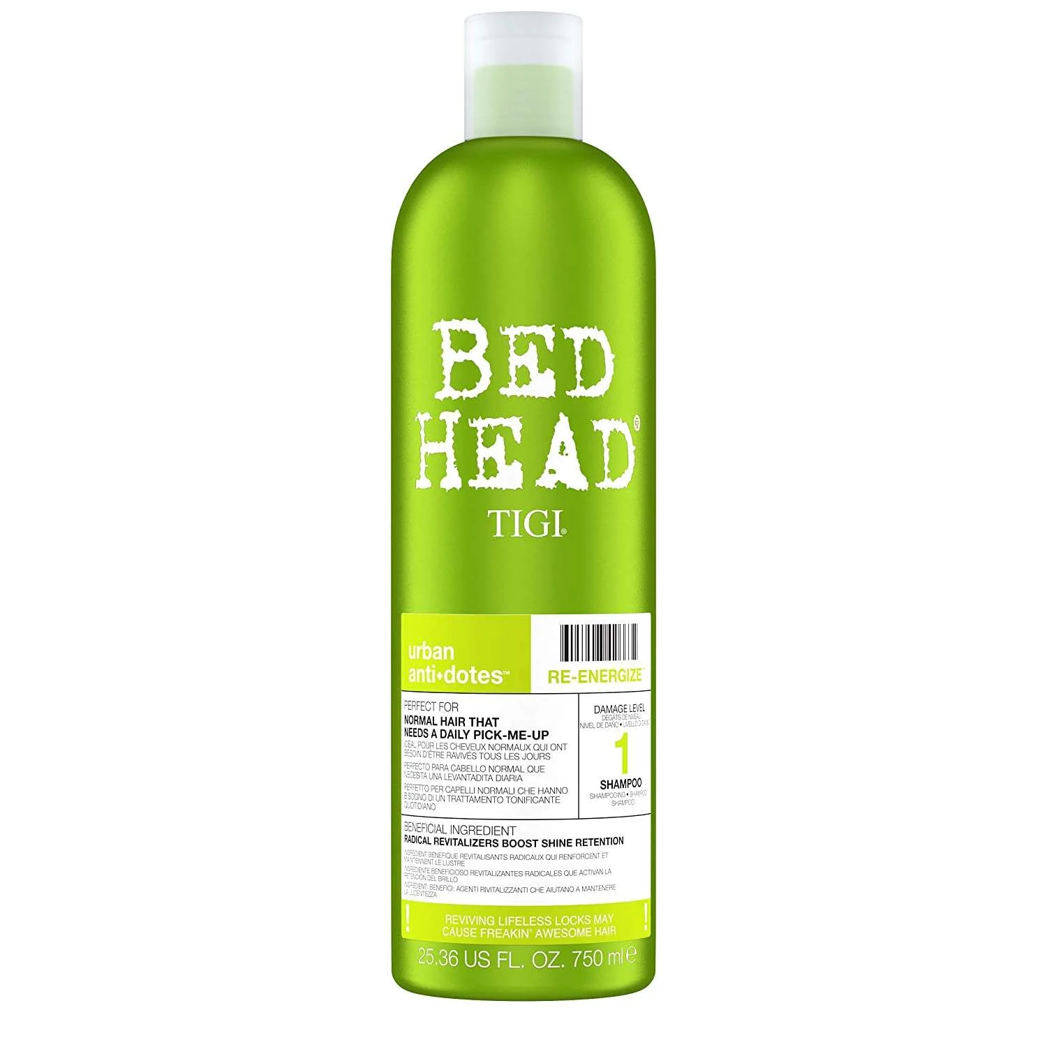 BED HEAD URBAN ANTIDOTES RE-ENERGIZE LEVEL 1 SHAMPOO 750 ML.