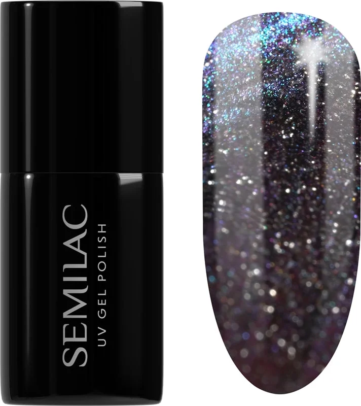 Semilac UV Hybrid Galaxy Flash smalto gel per unghie con lampada UV/LED colore 828 Grey Holo 7 ml