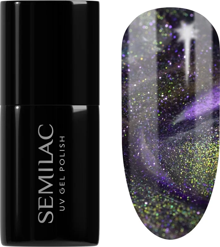Semilac UV Hybrid Galaxy Flash smalto gel per unghie con lampada UV/LED colore 825 Cyber Violet 7 ml