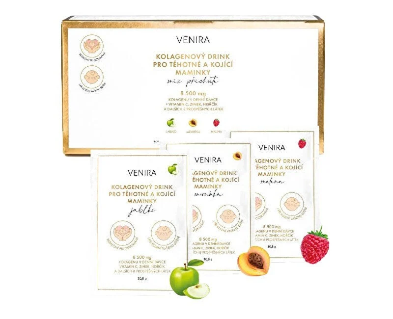 Venira Bevanda al collagene premium per donne in gravidanza e in allattamento, mix di 3 gusti, 30 x 10,8 g