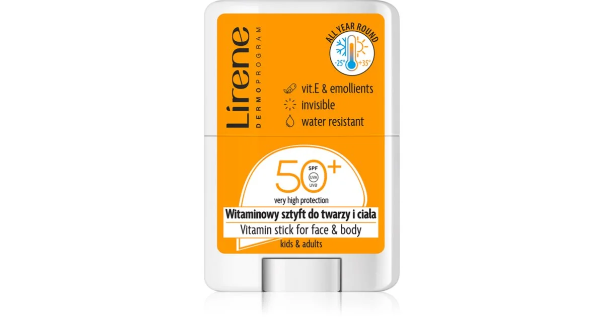 Lirene Vitamin Stick trattamento localizzato di protezione solare per viso e corpo SPF 50 15 g