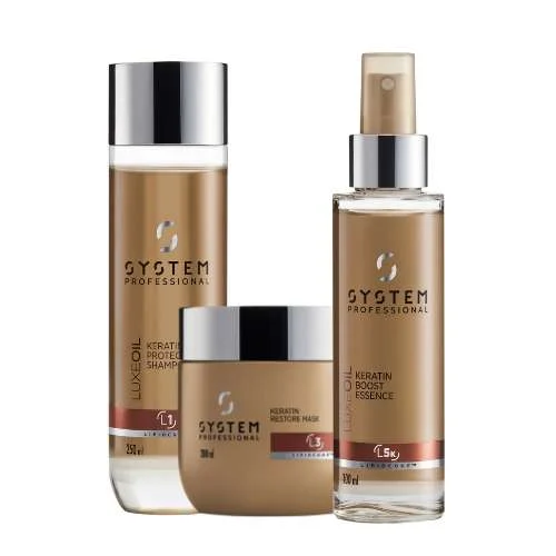 SYSTEM PROFESSIONAL LUXEOIL KERATIN – SHAMPOO 250 ML. + MASCHERA 200 ML. + SPRAY 100 ML.