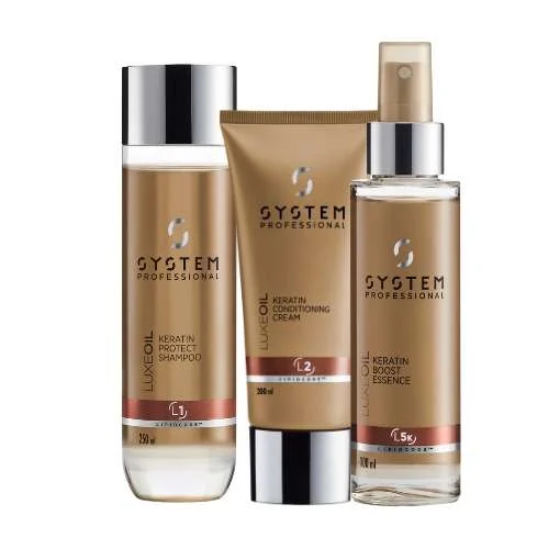 SYSTEM PROFESSIONAL LUXEOIL KERATIN – SHAMPOO 250 ML. + CONDITIONER 200 ML. + SPRAY 100 ML