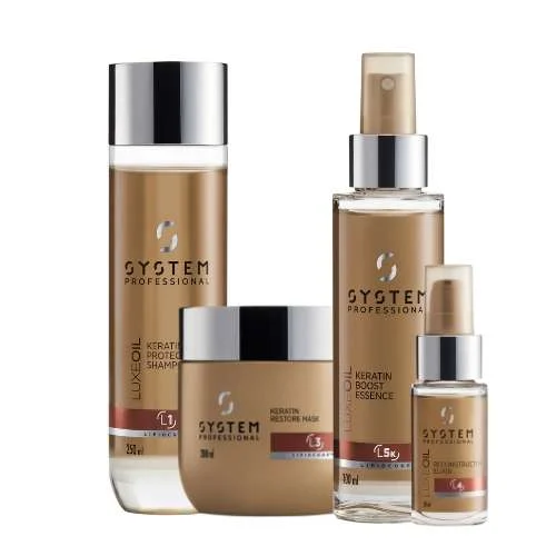 SYSTEM PROFESSIONAL LUXEOIL KERATIN – SHAMPOO 250 ML + MASCHERA 200 ML + SPRAY 100 ML + OLIO 30 ML