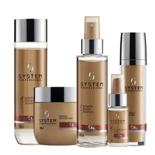 SYSTEM PROFESSIONAL LUXEOIL KERATIN – SHAMPOO 250 ML + MASCHERA 200ML + SPRAY 100ML + OLIO + ELIXIR